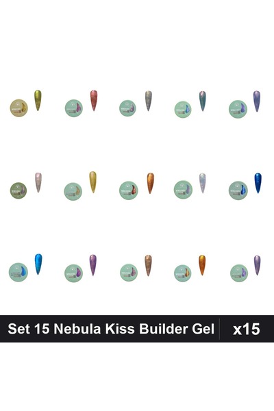 global fashion Set 15 Nebula Kiss Builder Gel 15g - Nr.01 Nr.03 Nr.05 Nr.07 N...