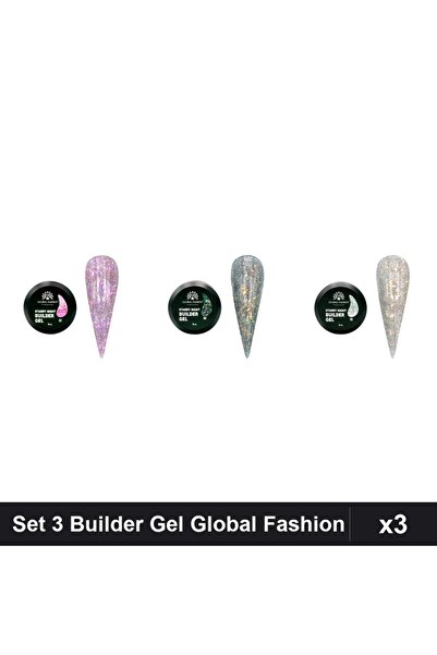 global fashion Set 3 Starry Night Builder Gel 15g - Nr.02, Nr.08, Nr.05