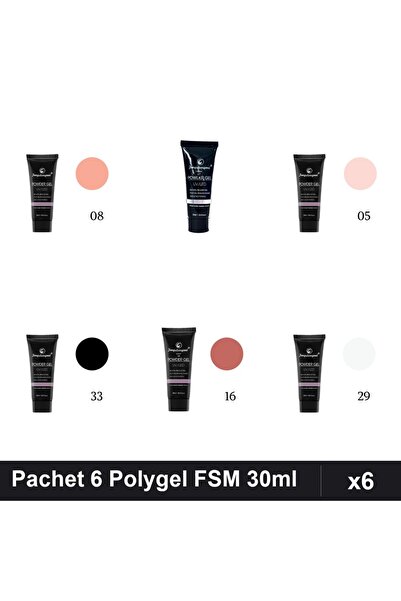 FSM Set 6 Polygel 30ml - Nr.05, Nr.08, Nr.16, Nr.17, Nr.29, Nr.33