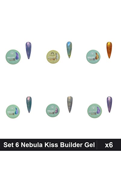 global fashion Set 6 Nebula Kiss Builder Gel 15g - Nr.02 Nr.03 Nr.05 Nr.09 Nr...