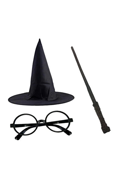 magicool Harry Potter Black Hat Harry Potter Goggles Harry Potter Wand Set of 3