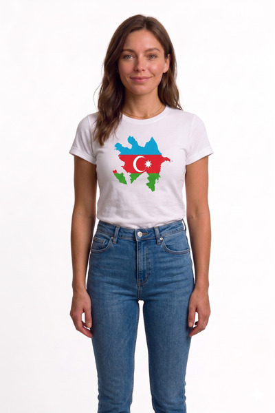 westicgiyim Tricou unisex cu imprimeu steagul Azerbaidjanului, din bumbac, cu...
