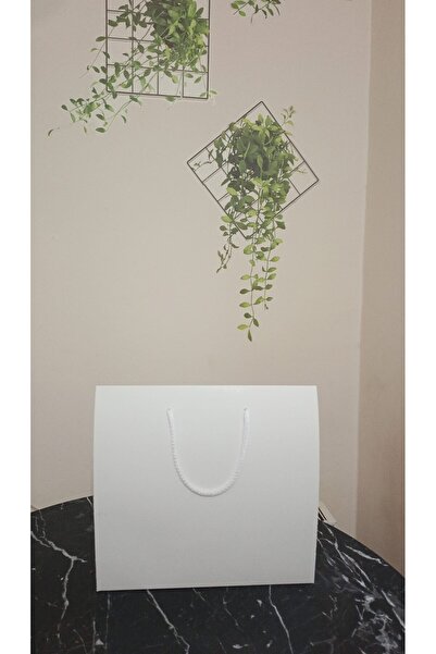 ısp hediye Dekoratif Beyaz Karton Hediyelik Çanta (30X28X5.5cm) 25'li