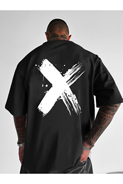PAVRO Unisex Άνετο T-shirt με μικτό σχέδιο και στάμπα