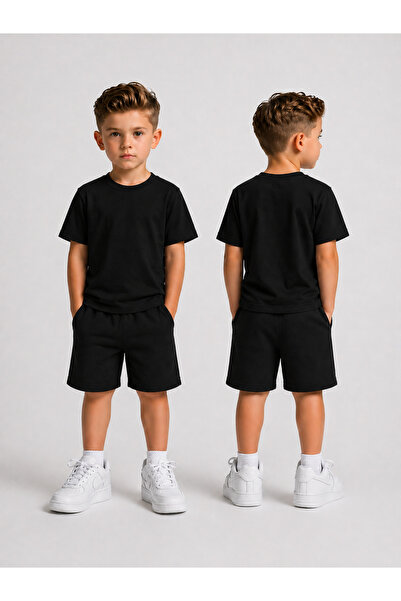 LORVEX Boys' T-Shirt and Shorts Set, Unprinted Summer Cotton Comfortable Fit ...