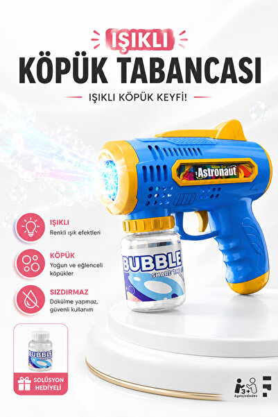 NeoThings Pilli Led Işıklı Köpük Tabancası Bubble Gun LED Efektli Köpük Oyunc...