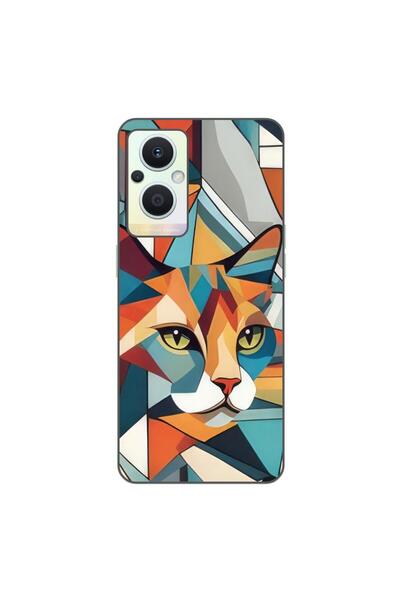 OEM Husa compatibila cu Oppo Reno7 Lite Silicon Gel Tpu Model Cubic Cat Art