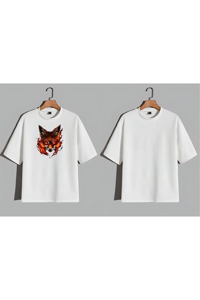 EFEVRA Red Fox Printed Oversized T-Shirt