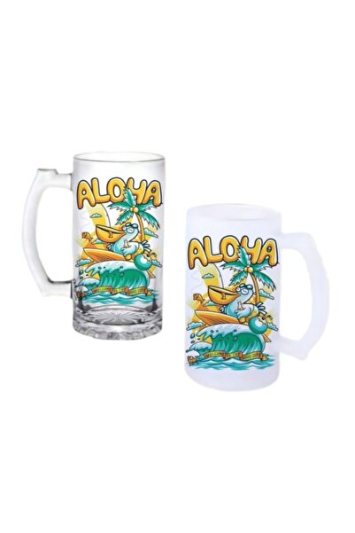 Ghostbastır Aloha Beer Glass with Handle, Available in Frosted or Clear 008