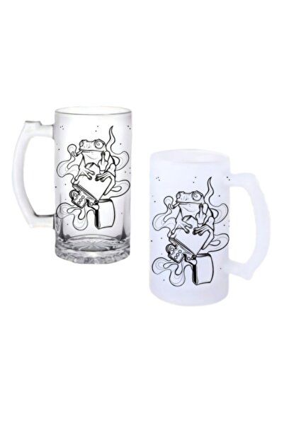 Ghostbastır Keş Frog Handle Beer Glass with Frosted or Transparent Options 0138