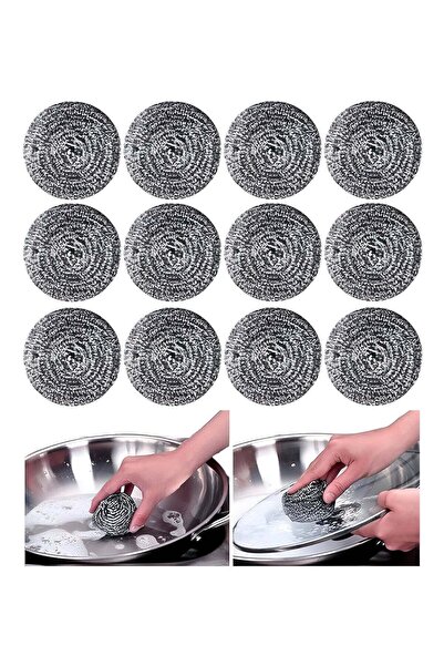 VENDIX Stainless Steel Scrub Sponge, 12 pcs Ideal for Cast Iron Pans Powerful...