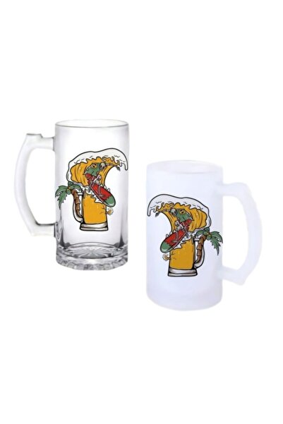 Ghostbastır Surf Handle Beer Glass with Frosted or Transparent Options 0217