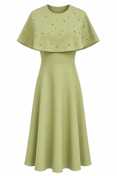 HAZELANNA Green Dress with Mobile Stones and Bolero