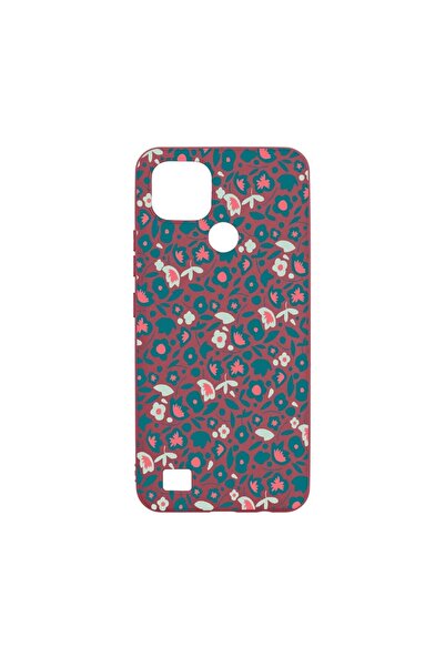 bestcase Θήκη σιλικόνης, Συμβατή με Realme C21, Σχέδιο με πράσινα λουλούδια, ...