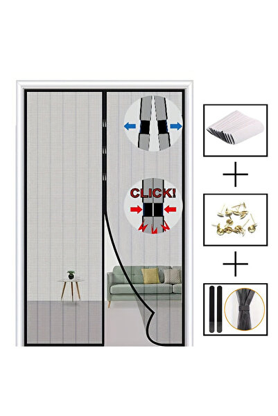 Choice 110x210cm Black Magnetic Door Curtain Automatic Mosquito Closing Door ...