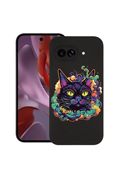 bestcase Калъф за Google Pixel 9a, Dream Colors - Black Cat, Тънък силиконов ...