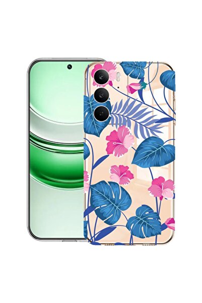 bestcase Husa Clear Silicon pentru Realme C71, Flori Albastre Tropicale, 2041...