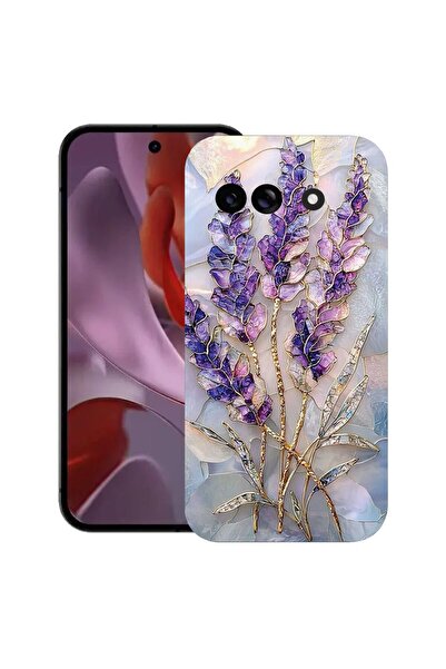 bestcase Ултра тънък TPU калъф, съвместим с Google Pixel 9a, Флорален - Златн...