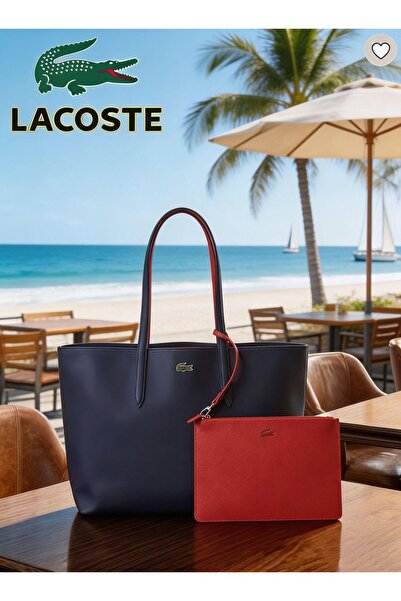 Lacoste LIVE حقيبة يد نسائية كبيرة الحجم ذات وجهين بلونين، عصرية متعددة الألو...