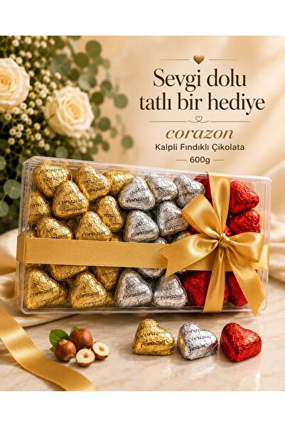TAYAŞ Corazon Kalpli Fındıklı Çikolata 600 G Kutulu