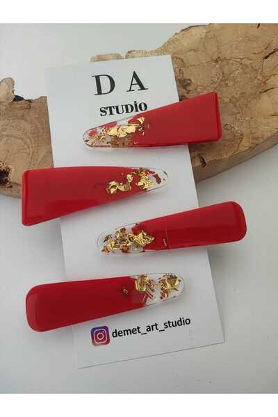 Demet Art Studio Reçineye Hayat Veriyoruz مشبك شعر من الفولاذ الملون بالإيبوك...