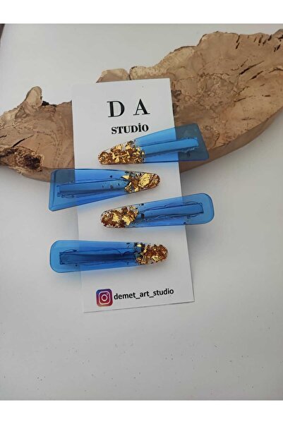Demet Art Studio Reçineye Hayat Veriyoruz Epoxy Colored 4-Piece Steel Clip Ha...