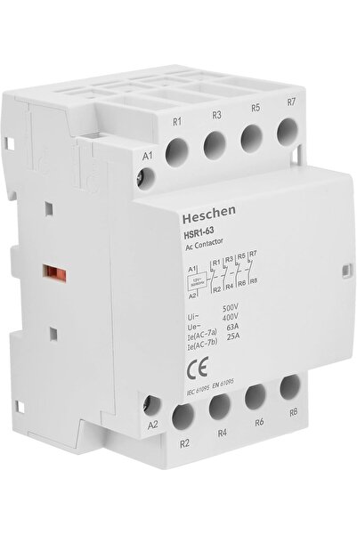 Heschen Contactor AC de uz casnic HSR1-63 Ie 63A, 4 pini, normal închis, tens...