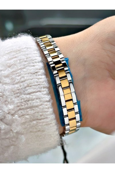 Quantum Special Design Steel Cord Steel Case Silver-Gold Color Women Wristwatch 1258Mr