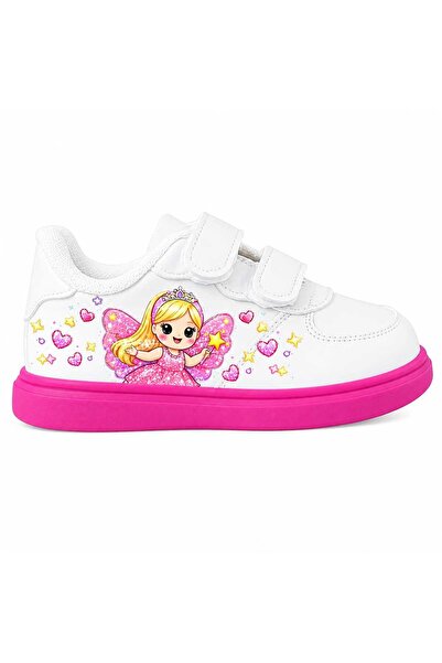 alcdesing Magic Princess Printed White Pink Band Children's Sports Shoes Sneaker
