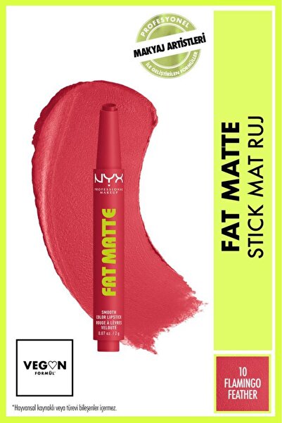 NYX Professional Makeup Fat Matte Nemlendirme Etkili Mat Ruj - 10 Flamingo Fe...