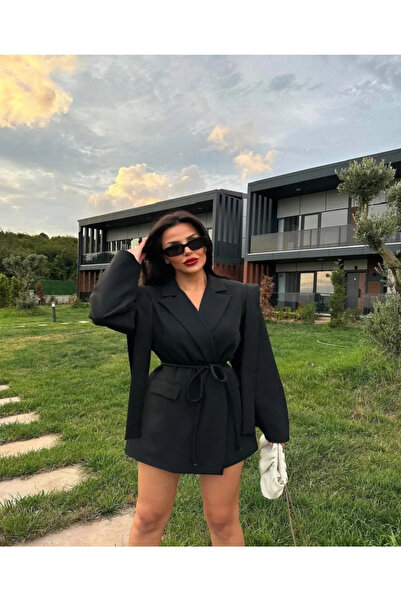 Ekim Store Jachetă blazer oversize cu detaliu de cravată