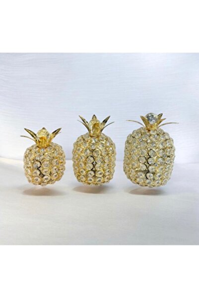 USTAOGLUHOME 3LÜ KRİSTAL ANANAS DEKORATİF OBJE