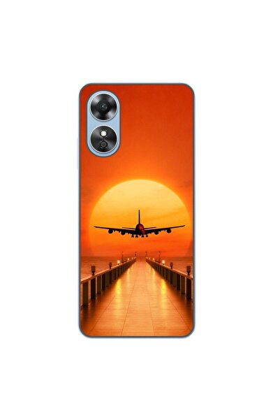 OEM Husa compatibila cu Oppo A17 Silicon Gel Tpu Model Airplane Sunset