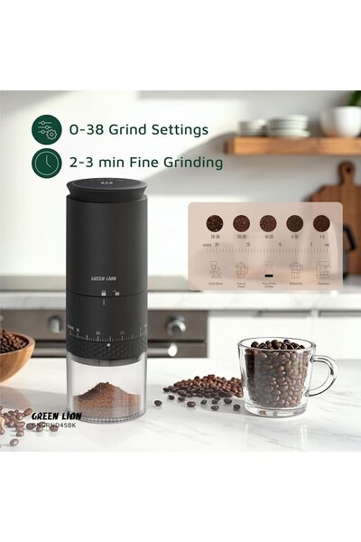 Green Lion Grind Pro Portable Electric Coffee Grinder [0-38 Adjustable Grind ...