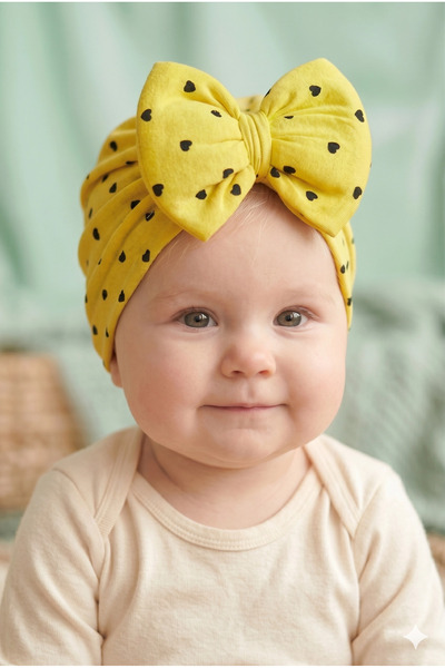 VaVbaby قبعة أطفال فاخرة منقوشة بفيونكة كبيرة للفتيات الصغيرات - ربطة شعر للأ...
