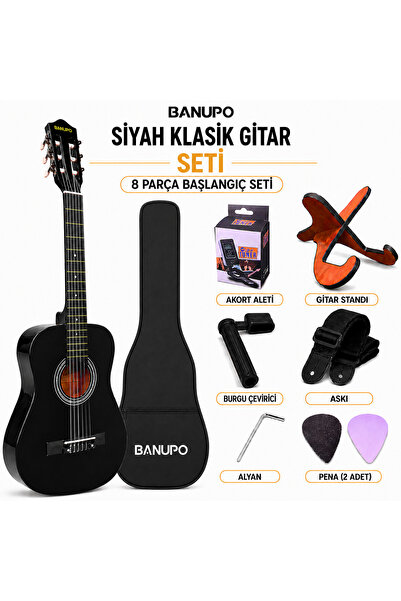 Banupo MG1BK Black Klasik Gitar Başlangıç Seti (Gitar + Kılıf + Akort Aleti +...