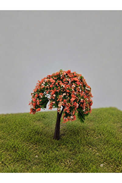 SYArts Maket Ağaç Kırmızı Çiçekli 8 cm ( Diorama, Proje ve 3 Boyutlu Ödevler )