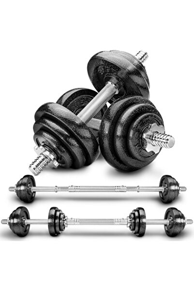 GO4FIT Set Gantere Fonta, 20kg, Haletera Profesionala Reglabila, Manere Antid...