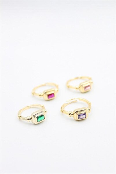 Bucuks 6-piece stone ring set - gold
