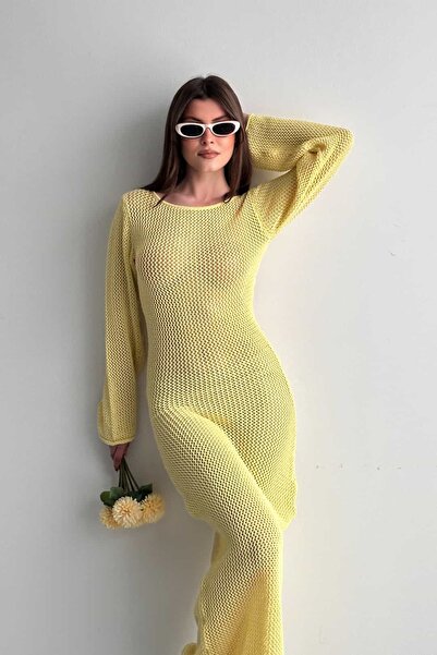 Denivy ماكسي صيفي محبوك بنمط ساحلي