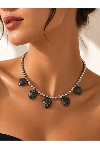 HALHALMILL Metallic Heart Detailed Necklace