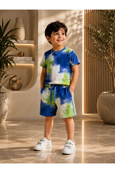 Roya Children's Two-Piece Cotton Sets Spot Summer Boys' Handsome T-Shirt Shor...