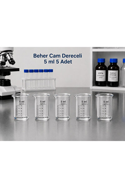 Labolist Beher Cam Dereceli 5 ml 5 Adet