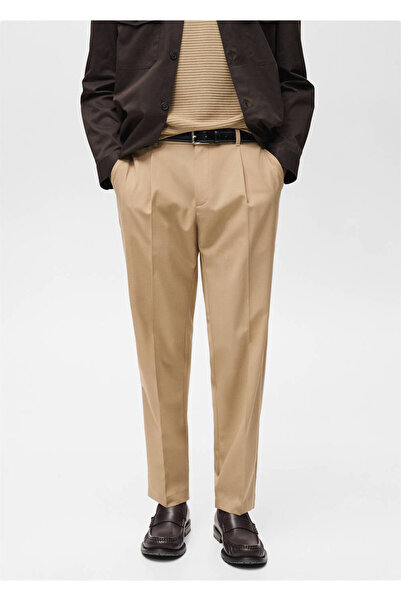 MANGO Man Pensli slim fit soğuk yün pantolon