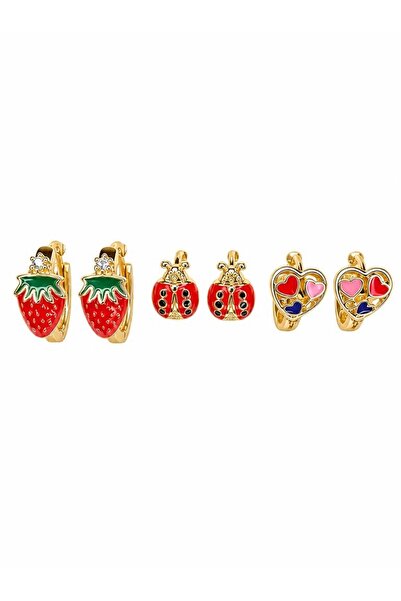 Laviona jewelry Xuping 14k 6 lı Çocuk Model Küpe Seti
