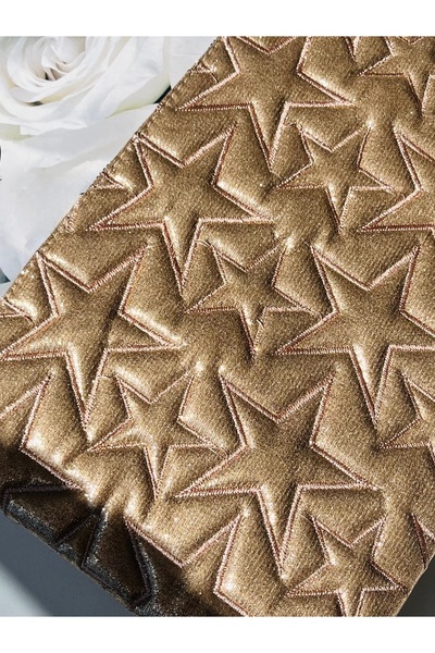 SANTA FLEX Star-Stitched Gold Clutch Silvery Women's Bag