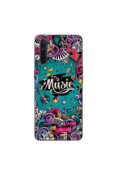 OEM Калъф, съвместим с Oppo A91, силиконов гел TPU, с десен Поп арт музика