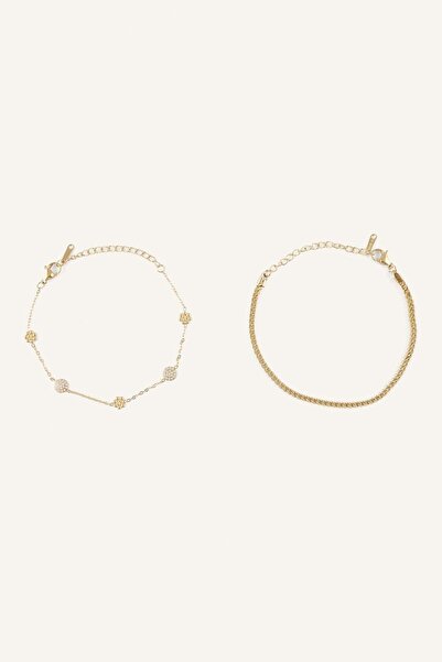DeFacto Women's Gold Color 2-Piece Bracelet H2251Axns