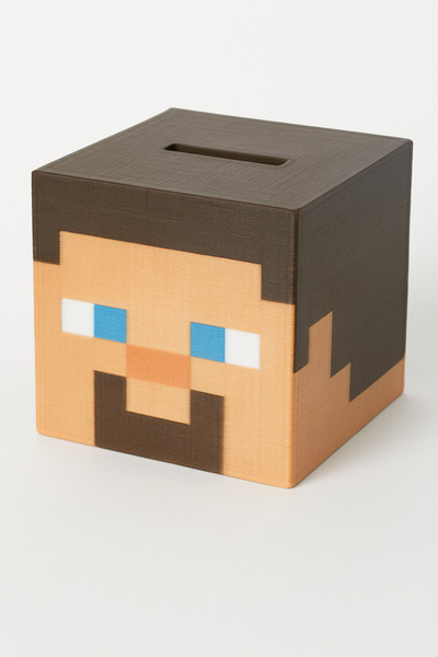 GAME SHOT Minecraft Steve Kafa Kumbara Çocuk Odası 3D Baskı