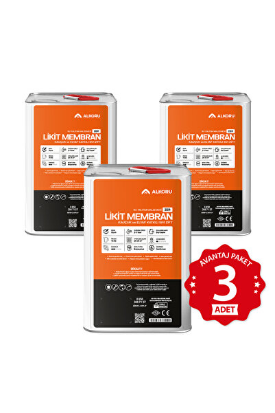 ALKORU 3 Adet 15 KG Zer Sıvı Zift Likit Membran Kauçuk ve Elyaf Katkılı Sıvı ...